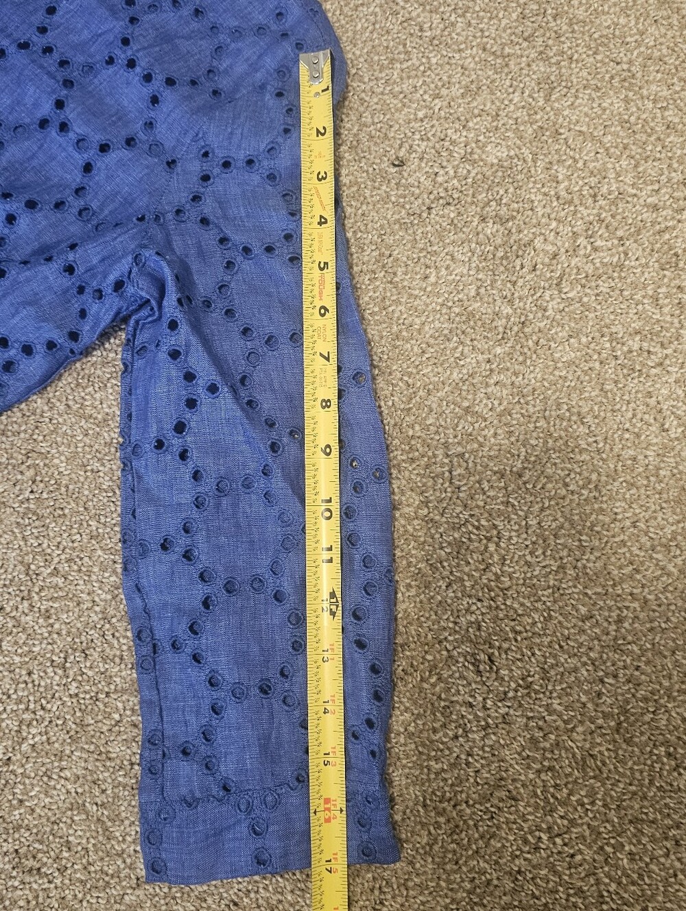 MARINA Blue Eyelet Maxi Shirt Dress - Long Sleeve - Picture 10 of 11
